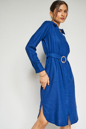 Navy Solid Straight Dress, Navy Blue, image 4